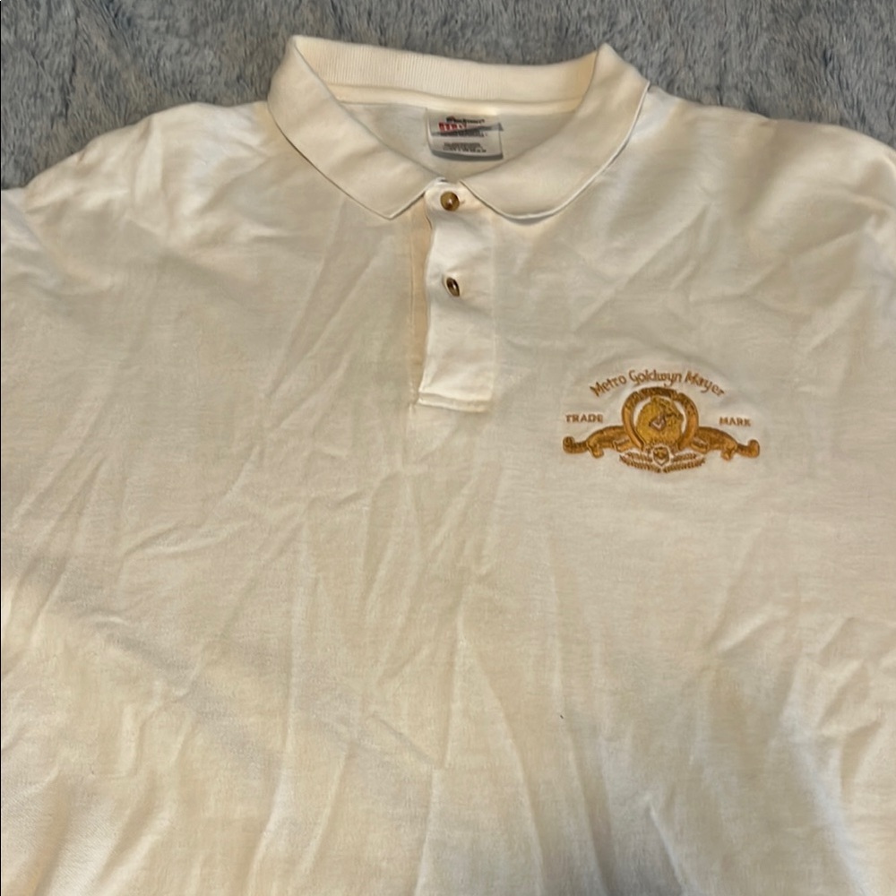 Metro Goldwyn Mayer White Polo Shirt size L